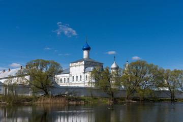 Fototapeta na wymiar Panoramic view of Troitse-Danilov Monastery in Pereslavl-Zalessky, Russia. The Golden Ring of Russia.