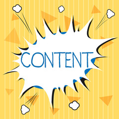 Handwriting text Content. Concept meaning Things included in something Marketing material State of happiness.