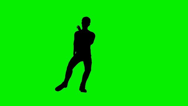 Club Dancer Silhouette in slow motion, Green Screen