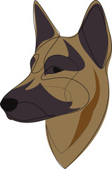 Continuous line German Shepherd. Single line minimal style Shepherd dog vector illustration. Portrait