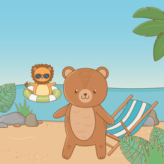 Obraz na płótnie Canvas cute animals enjoying summer vacations