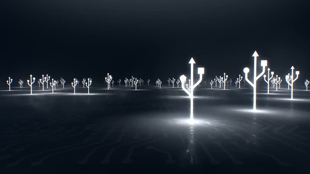 USB. Abstract forest of icons usb. Abstract digital background.