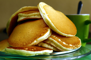 Stack of freshly cooked pancakes