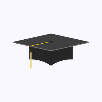 Graduation cap flat style isolated on white background