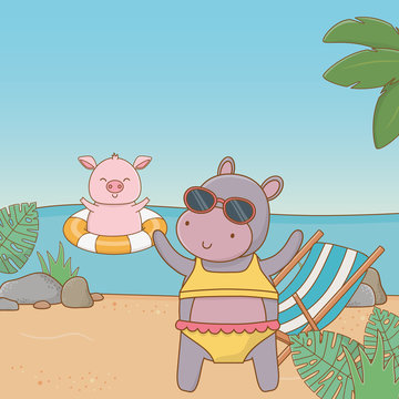 cute animals enjoying summer vacations