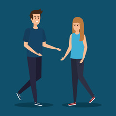 Fototapeta premium happy woman and man talking with hairstyle and casual clothes