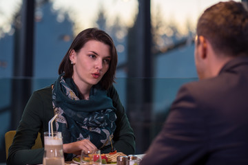 loving couple enjoying romantic dinner