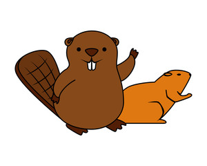 cute beaver and otter mascots