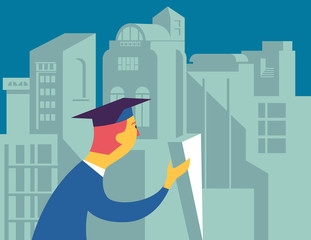 Choosing an university concept, vector illustration