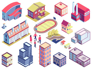 Isometric Urban Architecture Set