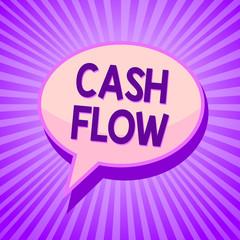Conceptual hand writing showing Cash Flow. Business photo text Movement of the money in and out affecting the liquidity Speech bubble idea reminder purple shadows important intention ray