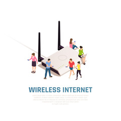 Wireless Internet Isometric Composition