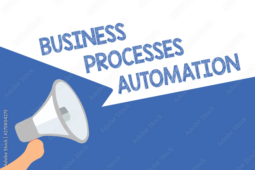 Aufkleber handwriting text business processes automation. concept meaning performed to achieve digital transfo