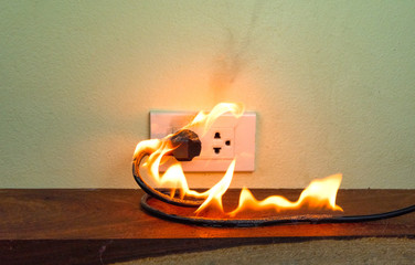On fire electric wire plug Receptacle wall partition