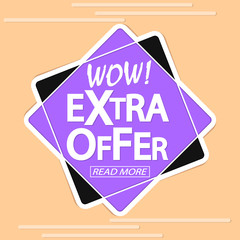 Extra Offer, sale tag design template, discount banner, vector illustration