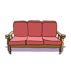 Stylish vintage sofa, color illustration in vector, for advertising furniture design and interior design.