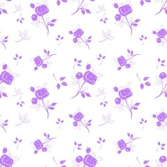 Seamless pattern, from decorative floral and plant elements, for decorating, printing on fabrics, color illustration in vector