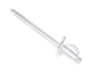 Top view of transparent plastic sword