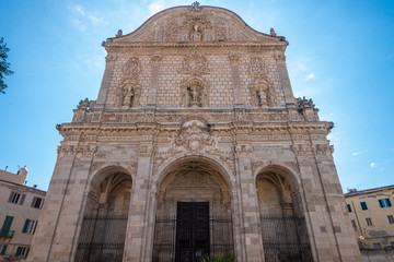 Obraz premium Sassari Cathedral (Duomo di Sassar, Cattedrale di San Nicola), Sardinia, Italy. Romanesque (12th century) with Gothic, Renaissance, Baroque and Neoclassical elements.