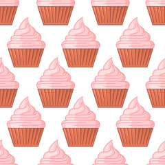 Seamless pattern icons. Bakery texture. Colored icon. In trendy flat style isolated on white background. Vector illustration.