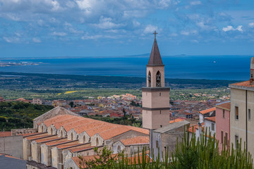 Fototapeta premium The charming hilltop village of Sorso, facing the Gulf of Asinara, province of Sassari , Sardinia, Italy.