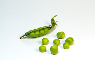 green peas on the table, harvest