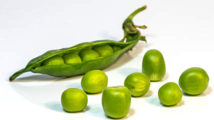 green peas on the table, harvest