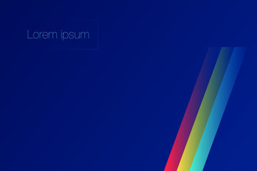 Three red, yellow and blue gradient lines on violet background gradient with default title. Creative template for vcard or banner