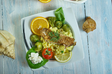 Crispy snapper with salsa verde risotto