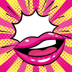 mouth woman pop art cartoon
