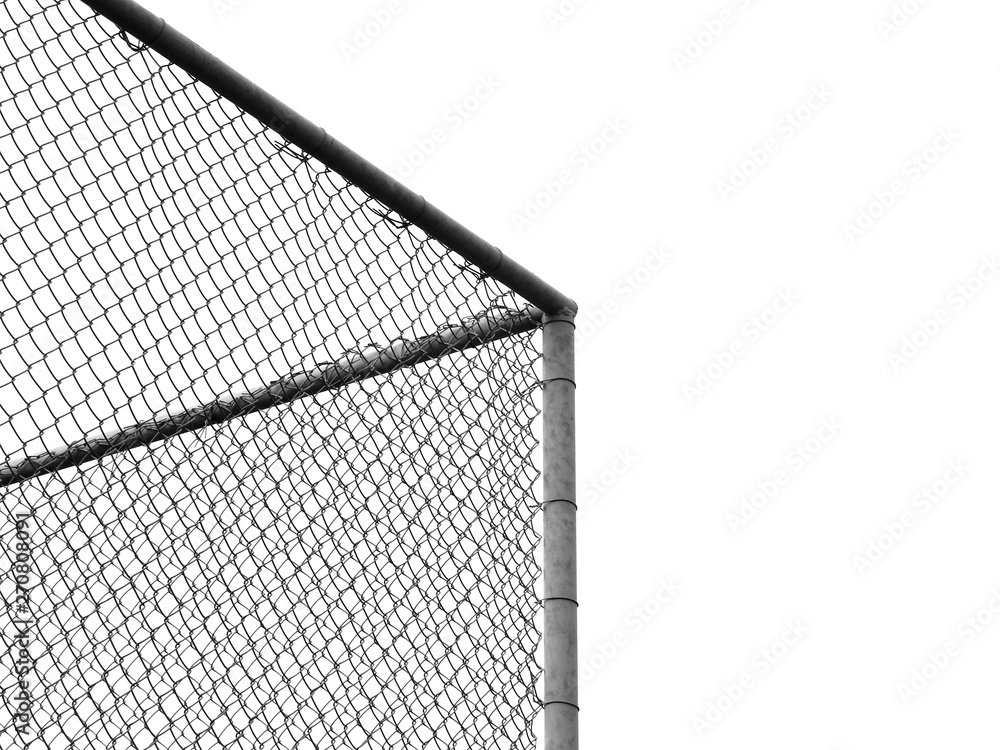 Sticker wire mesh of fence on white background