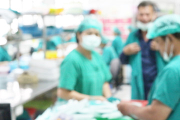 Blurred of doctors in medical training workshop at hospital