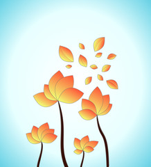 Fototapeta premium 3D papercut layers in gradient banner. Flower background