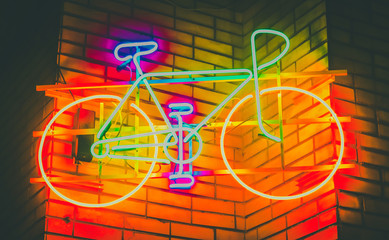 bicycle wheel neon transportation retro