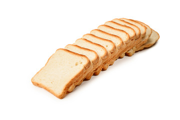 Bread slices isolated on white background.
