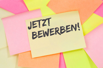 Bewerben Bewerbung Jobs Job Arbeit Arbeitsstelle Jobsuche Business Notizzettel