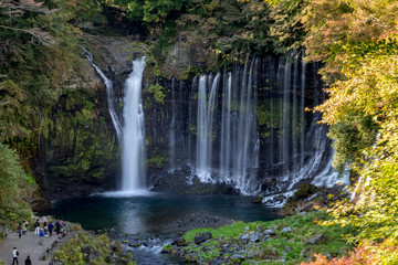 Fototapeta na wymiar Shiraito Falls near Mount Fuji in Autumn