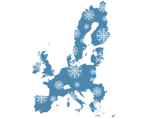 Karte von Europa mit Schneeflocken © lantapix