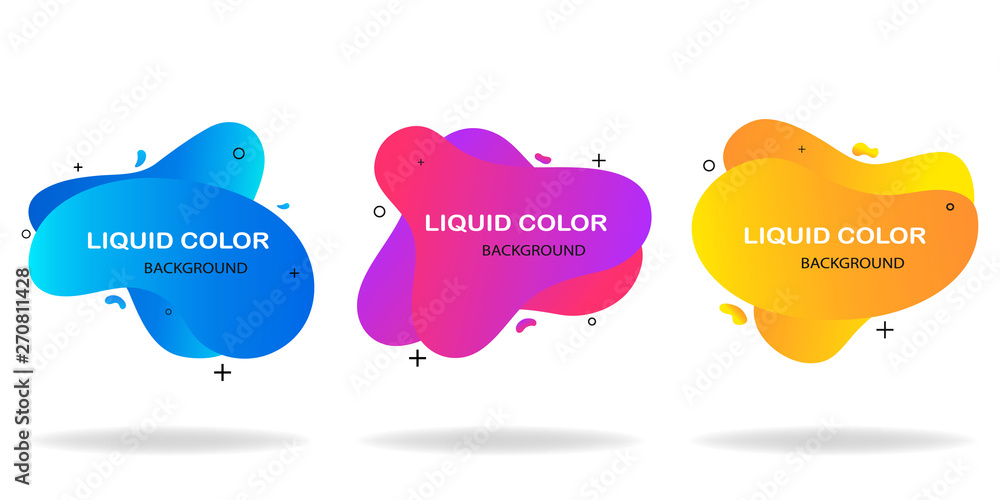 Aufkleber modern abstract background set. geometric liquid shape with gradient colors. fluid design. isolated 