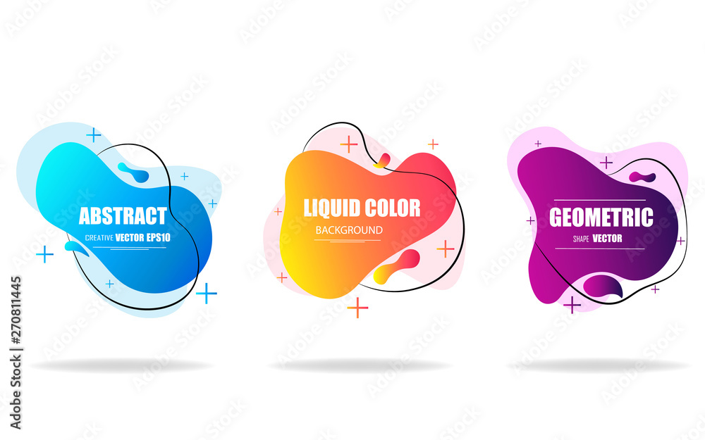 Aufkleber modern abstract background set. geometric liquid shape with gradient colors. fluid design. isolated 