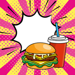 hamburger and soda vector illustration