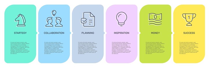 Vector infographic timeline template with 6 label, options and s