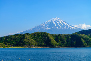 写真素材：富士山、日本、風景、河口湖、冠雪