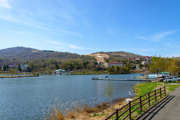 写真素材：白樺湖、長野、湖、風景