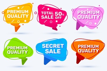 Vector set of trendy graphic colorful sale badge with different