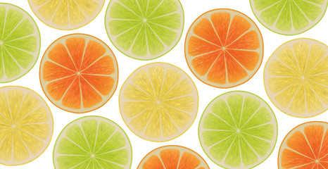 Fototapeta premium fruity lemon orange lime slices isolated