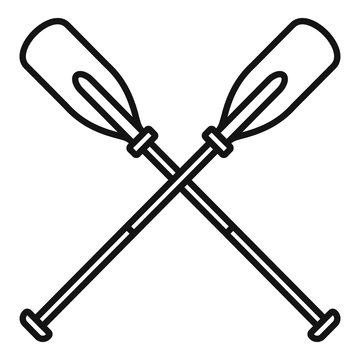 Metal crossed oars icon. Outline metal crossed oars vector icon for web design isolated on white background