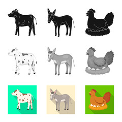 Vector design of breeding and kitchen  logo. Collection of breeding and organic  vector icon for stock.