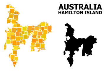 Gold Square Pattern Map of Hamilton Island