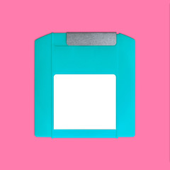 Iomega zip disk front nostalgia, isolated and presented in punchy pastel colors, for creative design cover, CD, poster, book, printing, gift card, flyer, magazine, web & print	